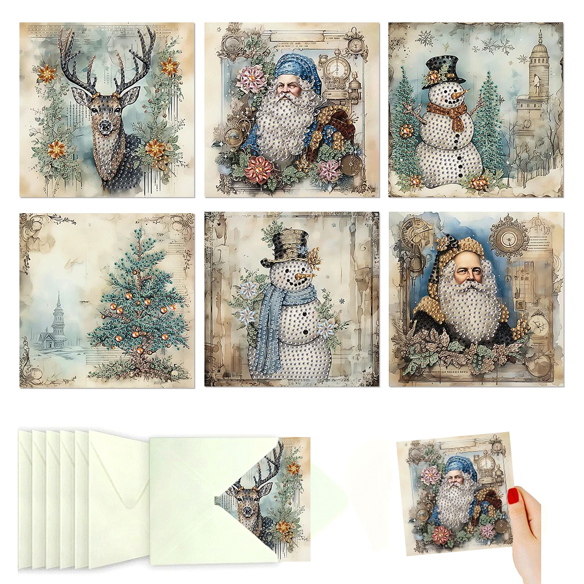 Product photo of Christmas diamond painting cards — set of 6